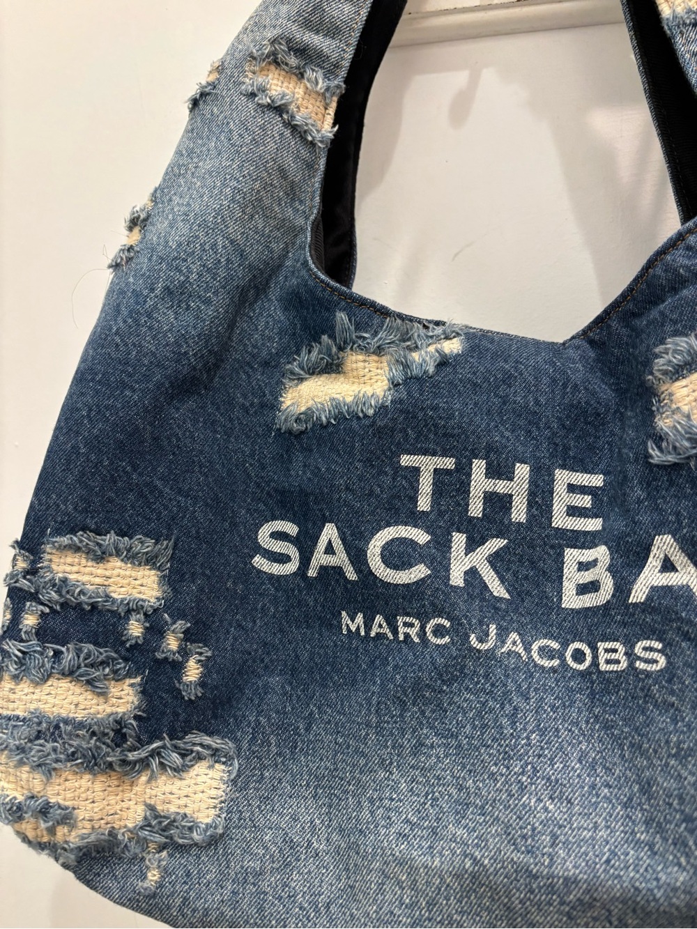 Marc Jacobs Distressed Denim Sack Bag in Blue - Picture 2 of 5